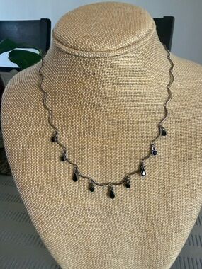 Vintage Givenchy Black Enamel Drop Necklace Signed 4G Logo Charm 90s/Y2K Silver